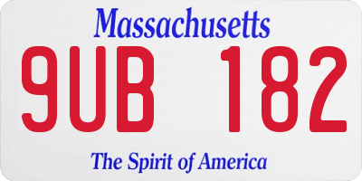 MA license plate 9UB182