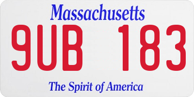 MA license plate 9UB183