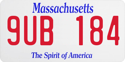 MA license plate 9UB184