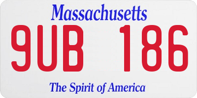 MA license plate 9UB186