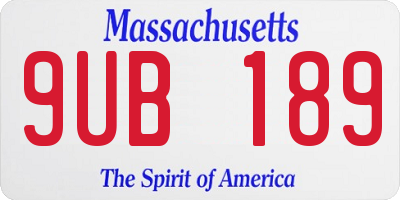 MA license plate 9UB189