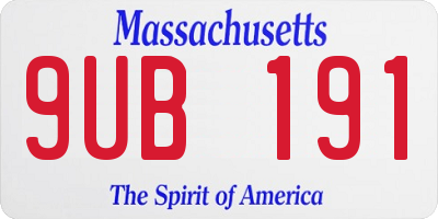 MA license plate 9UB191