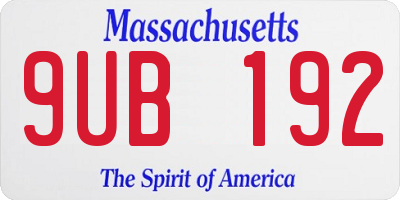 MA license plate 9UB192