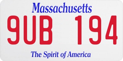 MA license plate 9UB194