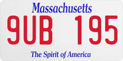MA license plate 9UB195