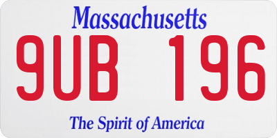 MA license plate 9UB196