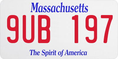 MA license plate 9UB197