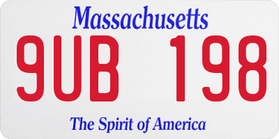 MA license plate 9UB198