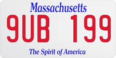 MA license plate 9UB199