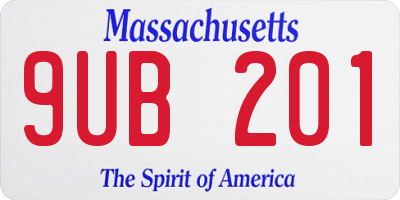 MA license plate 9UB201