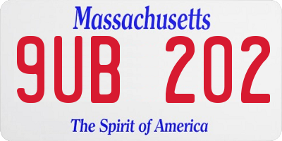 MA license plate 9UB202