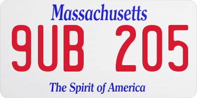 MA license plate 9UB205