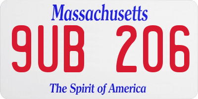 MA license plate 9UB206