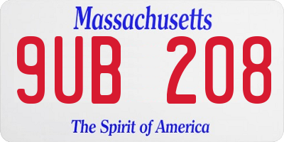 MA license plate 9UB208