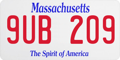 MA license plate 9UB209