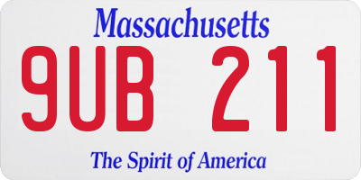 MA license plate 9UB211