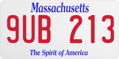 MA license plate 9UB213