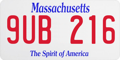 MA license plate 9UB216