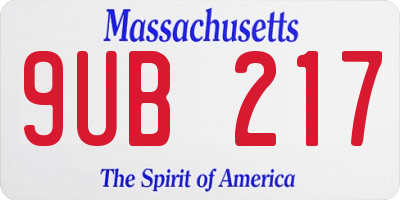 MA license plate 9UB217