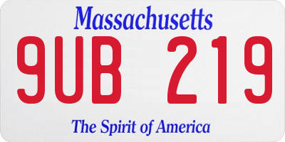 MA license plate 9UB219