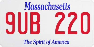 MA license plate 9UB220