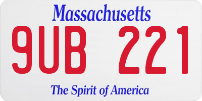 MA license plate 9UB221