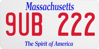 MA license plate 9UB222