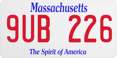 MA license plate 9UB226
