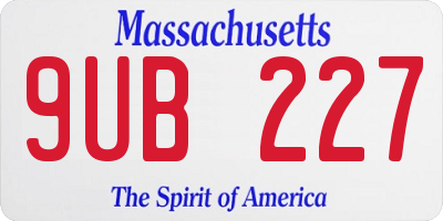 MA license plate 9UB227