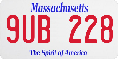 MA license plate 9UB228