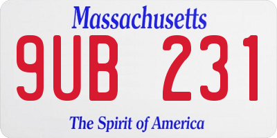 MA license plate 9UB231