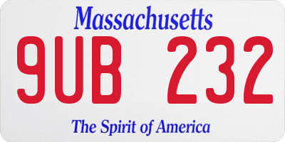 MA license plate 9UB232