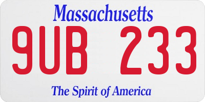 MA license plate 9UB233