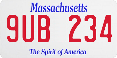 MA license plate 9UB234