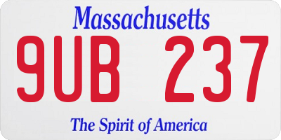 MA license plate 9UB237