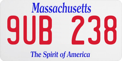 MA license plate 9UB238