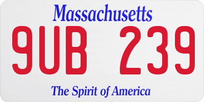 MA license plate 9UB239