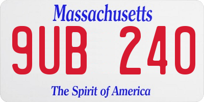 MA license plate 9UB240