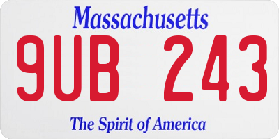 MA license plate 9UB243