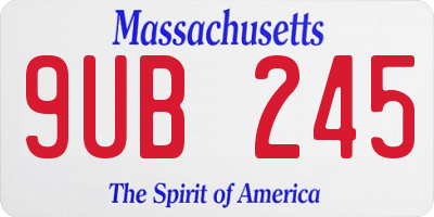 MA license plate 9UB245