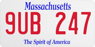 MA license plate 9UB247