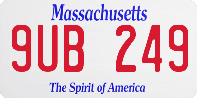 MA license plate 9UB249