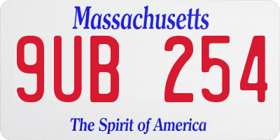 MA license plate 9UB254