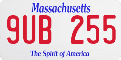 MA license plate 9UB255