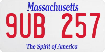 MA license plate 9UB257
