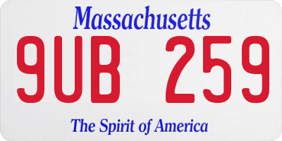 MA license plate 9UB259