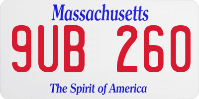 MA license plate 9UB260