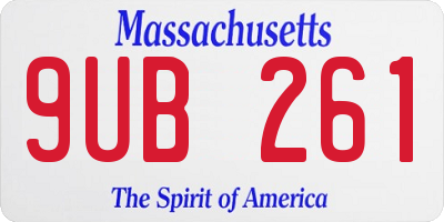 MA license plate 9UB261