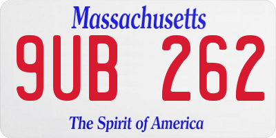 MA license plate 9UB262
