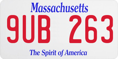 MA license plate 9UB263